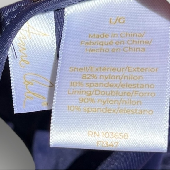 🌻NEW w/tag Anne Cole Navy Hipster Bikini Bottoms Side Drawstrings Size Large - Picture 8 of 10